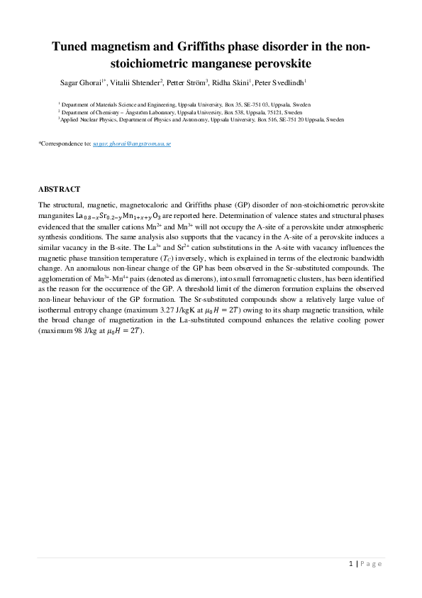 (PDF) Tuned magnetism and Griffiths phase disorder in the non ...
