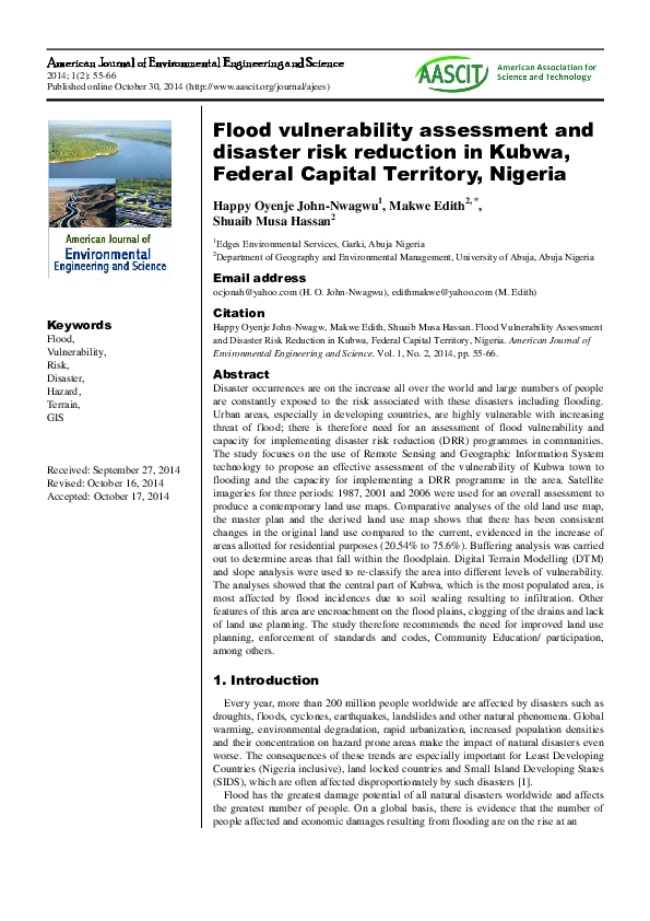 (PDF) Flood vulnerability assessment and disaster risk reduction in ...