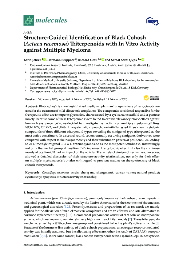 (PDF) Structure-Guided Identification of Black Cohosh (Actaea racemosa ...