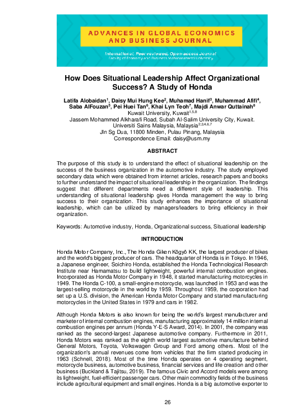  PDF How Does Situational Leadership Affect Organizational Success A 
