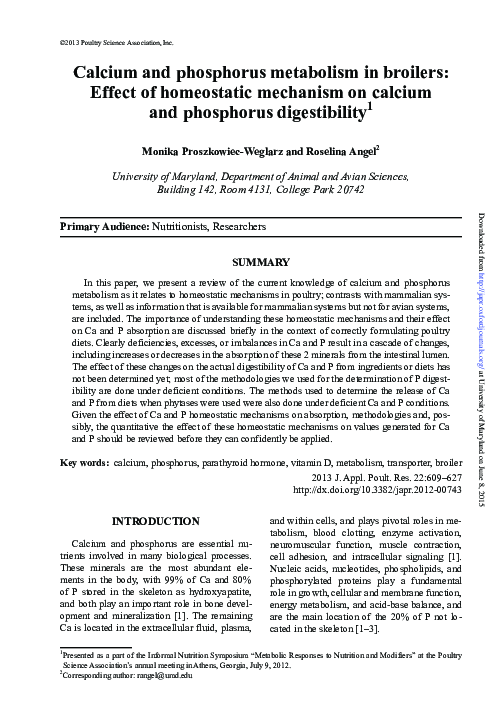 (PDF) Calcium and phosphorus metabolism in broilers: Effect of ...