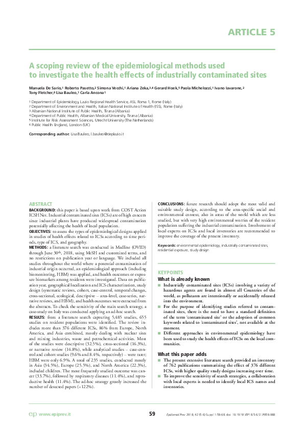 (PDF) A scoping review of the epidemiological methods used to ...