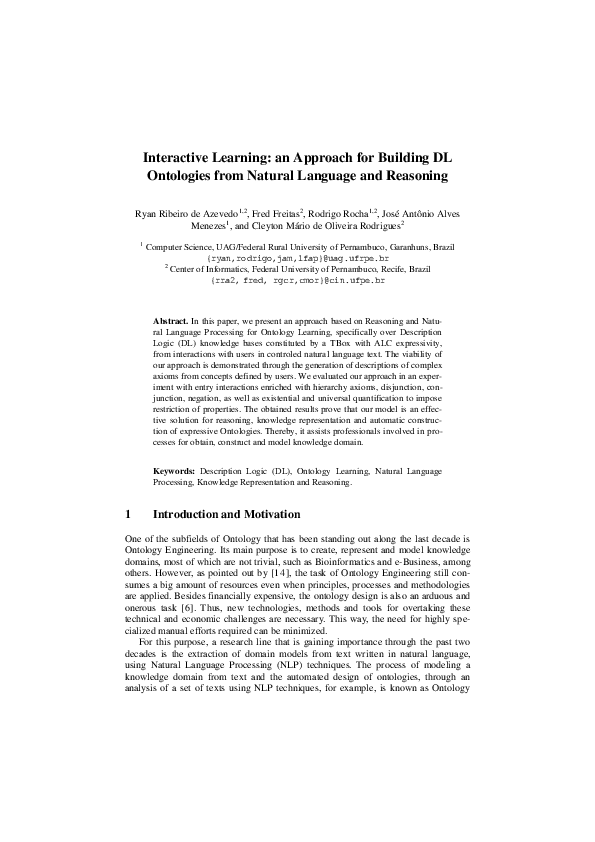 Interactive Learning: an Approach for Building DL Ontologies from Natural Language and Reasoning
