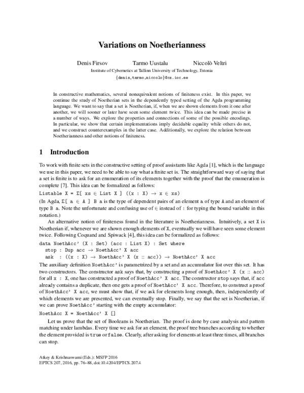 (PDF) Variations on Noetherianness