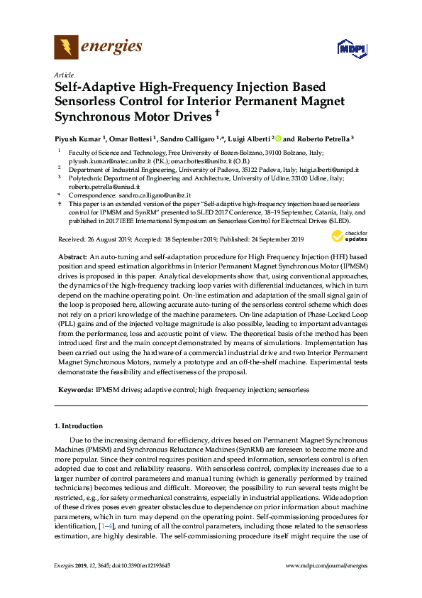 (PDF) Self-Adaptive High-Frequency Injection Based Sensorless Control ...