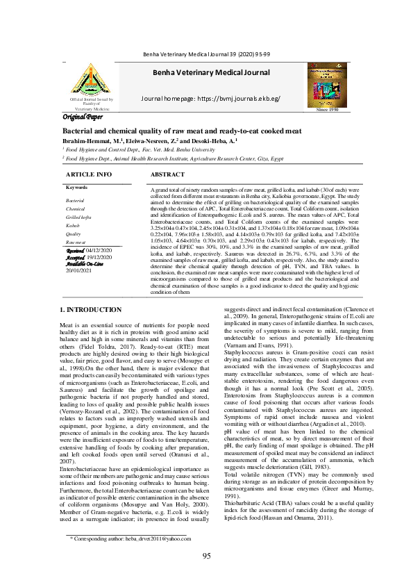 (PDF) Bacterial and Chemical Quality of Raw Meat and Ready-To-Eat ...