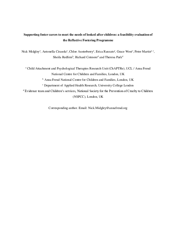 (PDF) Supporting foster carers to meet the needs of looked after ...