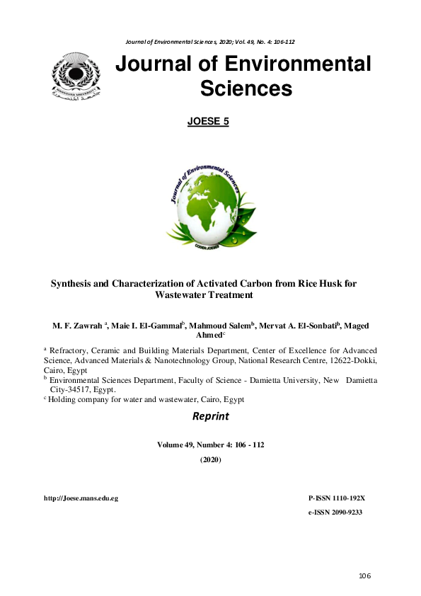 (PDF) Synthesis and Characterization of Activated Carbon from Rice Husk ...