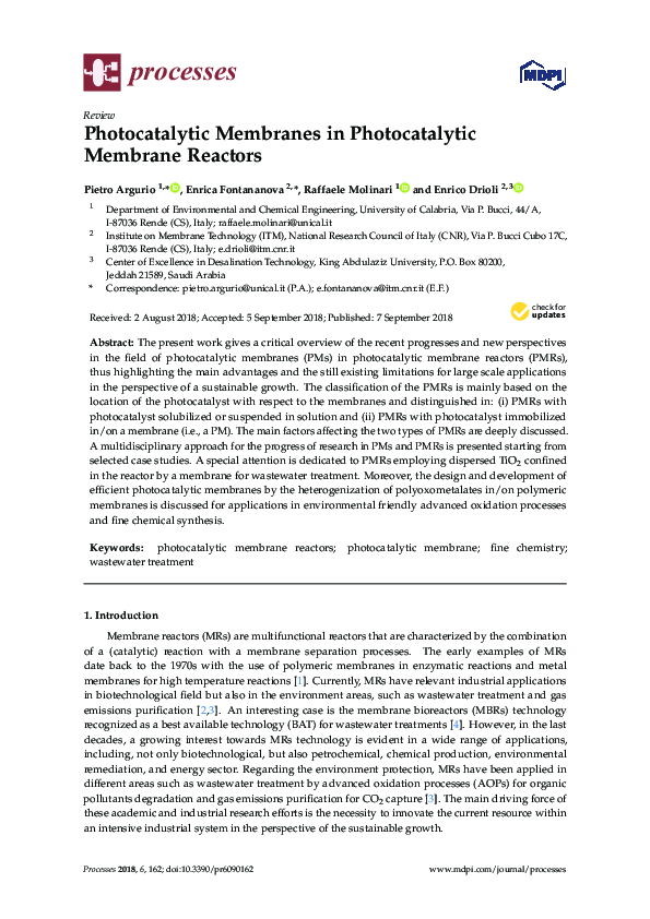 (PDF) Photocatalytic Membranes in Photocatalytic Membrane Reactors