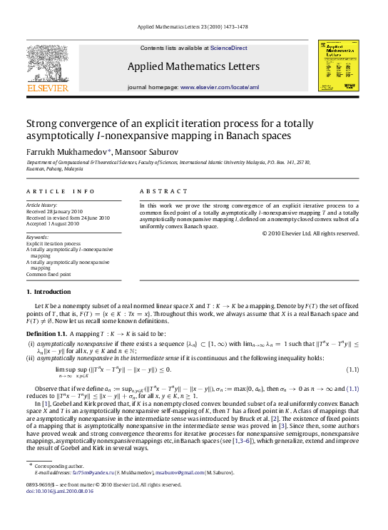 (PDF) Strong convergence of an explicit iteration process for a totally ...