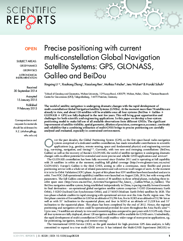 (PDF) Precise positioning with current multi-constellation Global ...