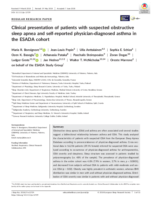 (PDF) Clinical presentation of patients with suspected obstructive ...