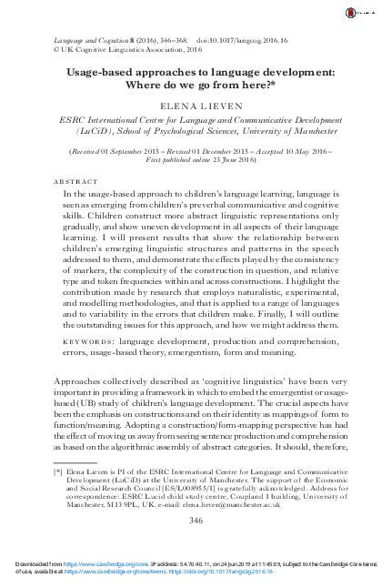 (PDF) Usage-based approaches to language development: Where do we go ...