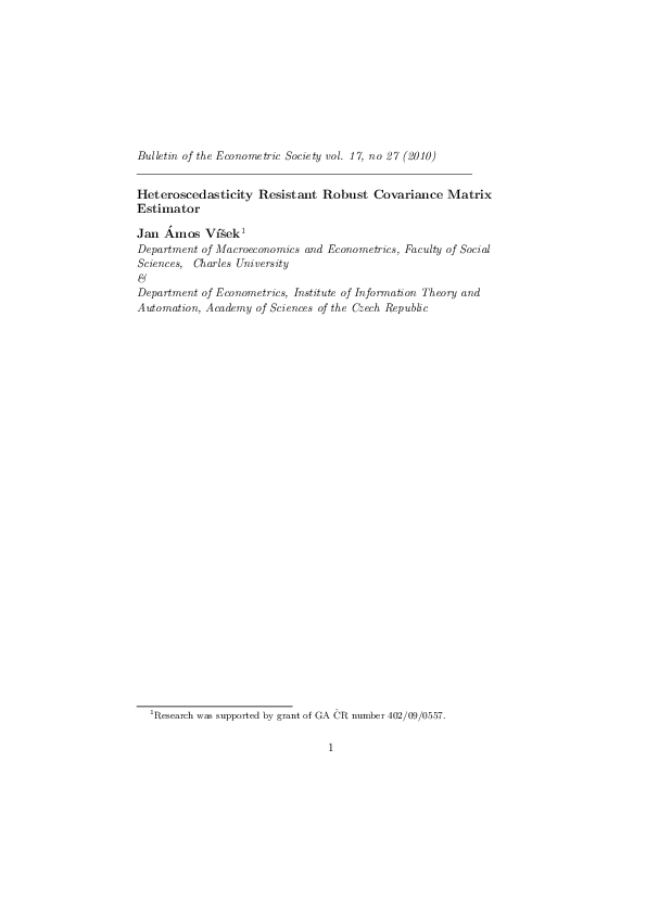 (PDF) Heteroscedasticity Resistant Robust Covariance Matrix Estimator