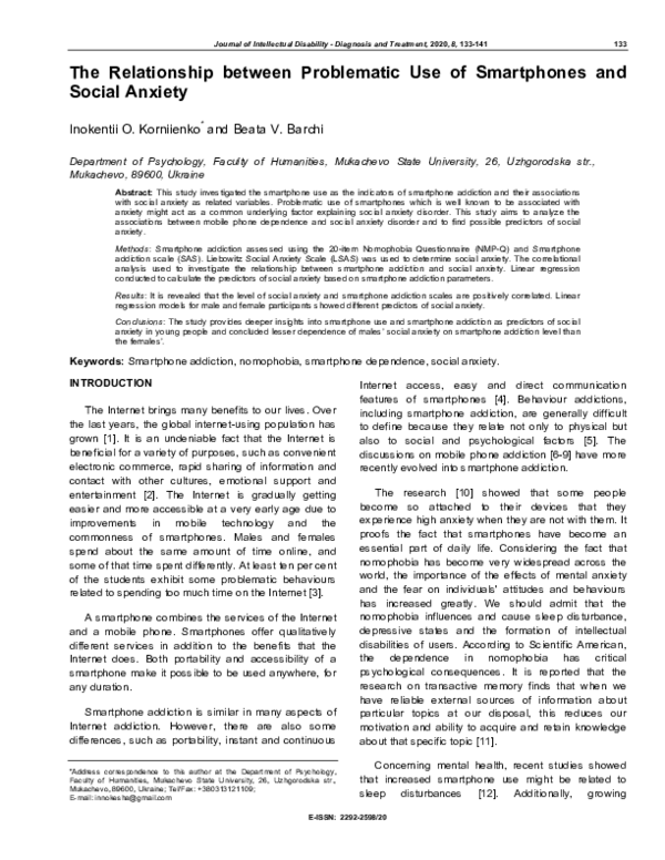 (PDF) The Relationship between Problematic Use of Smartphones and ...