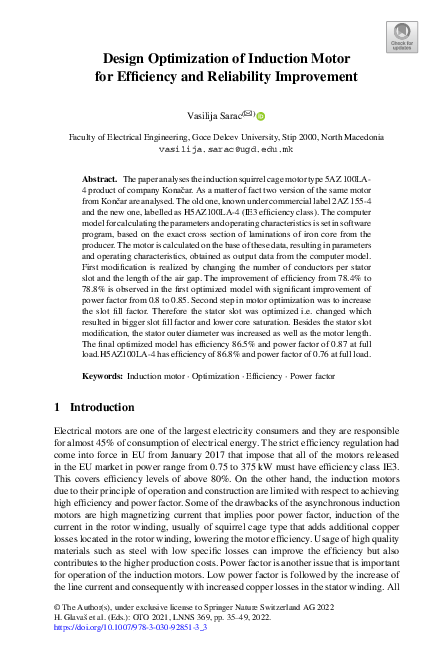 (PDF) Design Optimization of Induction Motor for Efficiency and ...