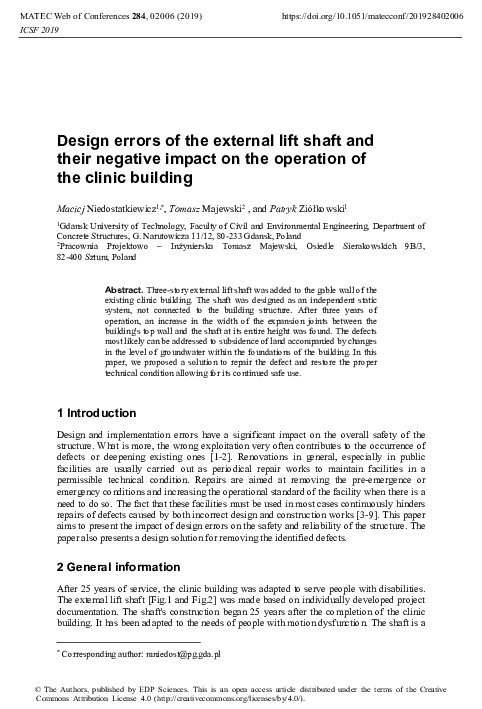 (PDF) Design errors of the external lift shaft and their negative ...