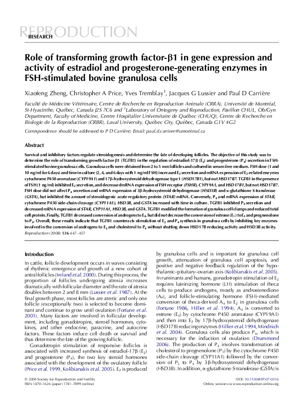(PDF) Role of transforming growth factor- 1 in gene expression and ...