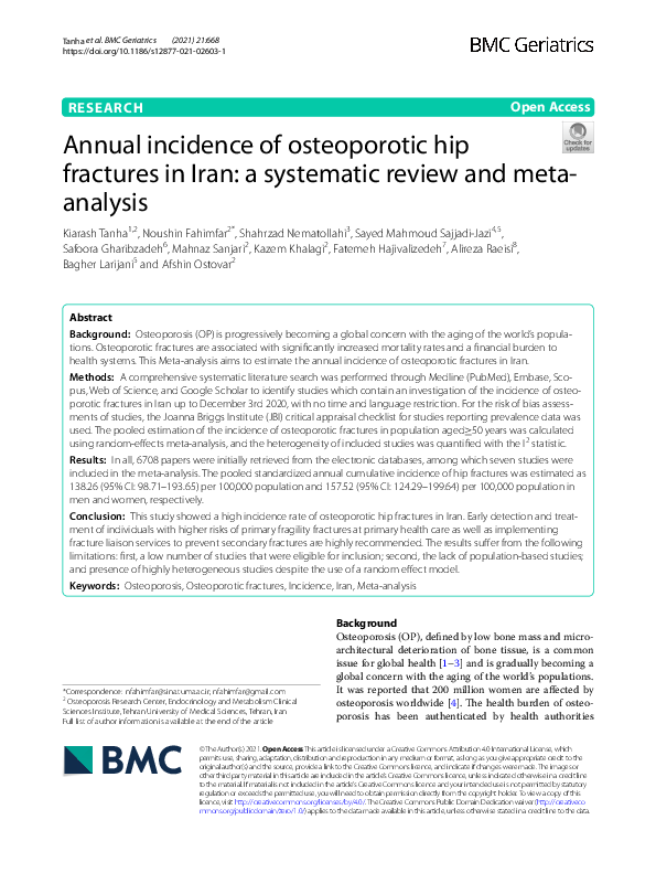 (PDF) Annual incidence of osteoporotic hip fractures in Iran: a ...