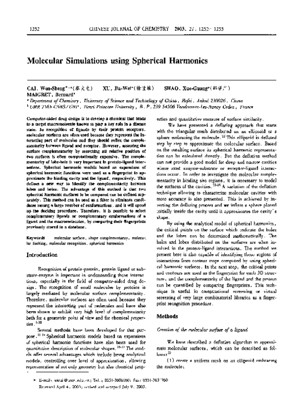 (PDF) Molecular simulations using spherical harmonics
