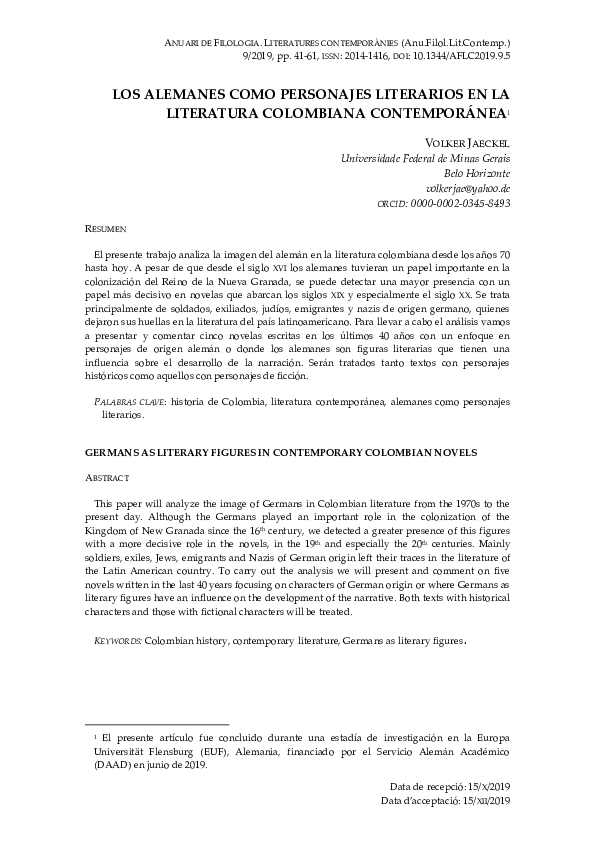 (PDF) Los Alemanes Como Personajes Literarios en La Literatura