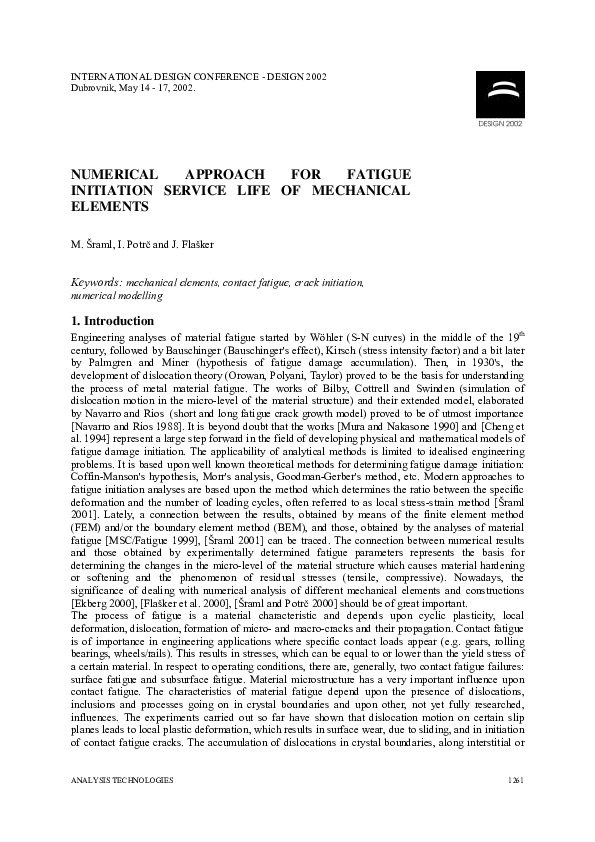 (PDF) Numerical Approach for Fatigue Initiation Service Life of ...