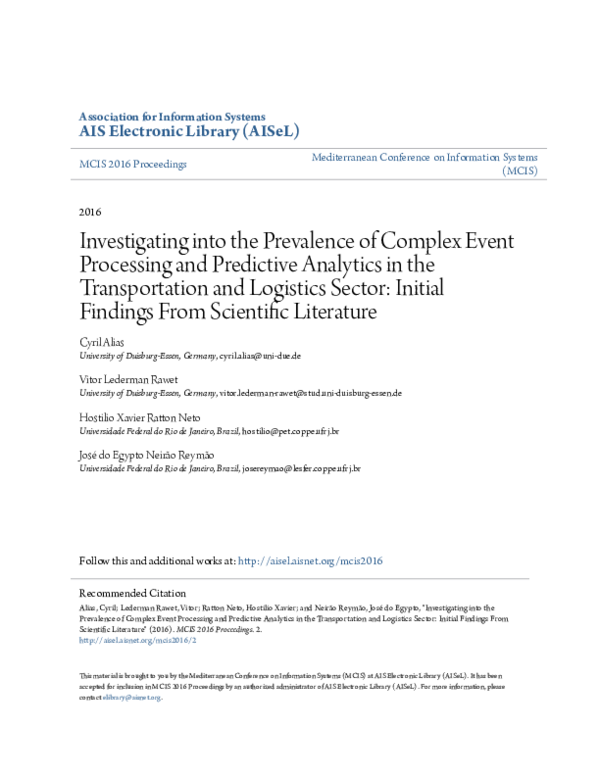 (PDF) Investigating into the Prevalence of Complex Event Processing and ...