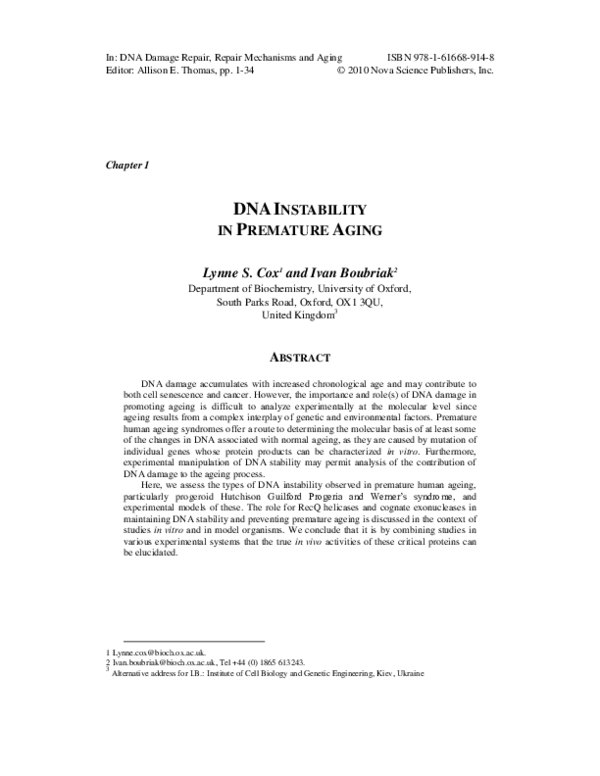 (PDF) Dna Instability in Premature Aging