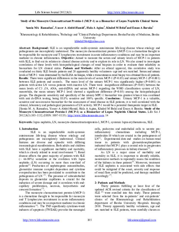 (PDF) Study of the Monocyte Chemoattractant Protein-1 (MCP-1) as a ...