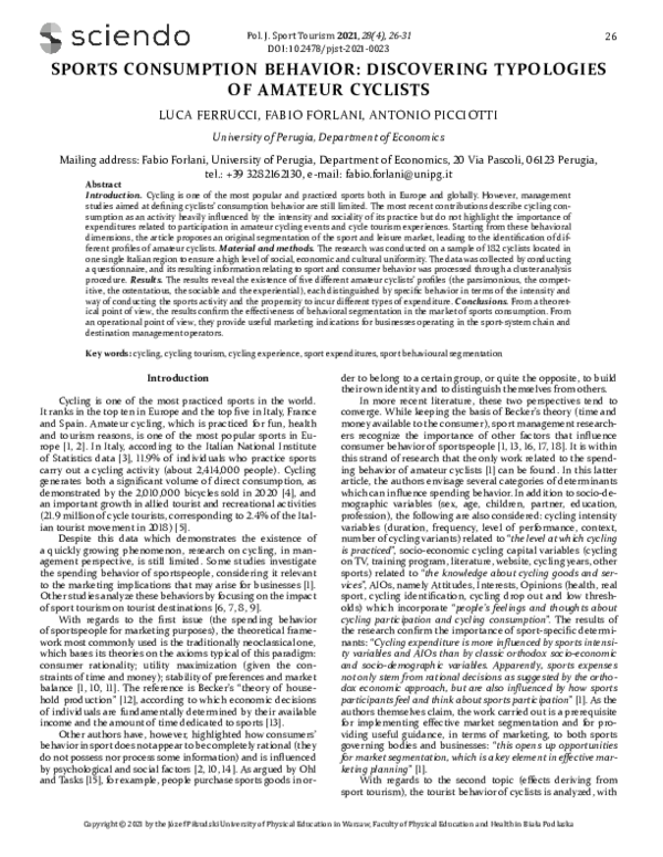 (PDF) Sports Consumption Behavior: Discovering Typologies of Amateur ...