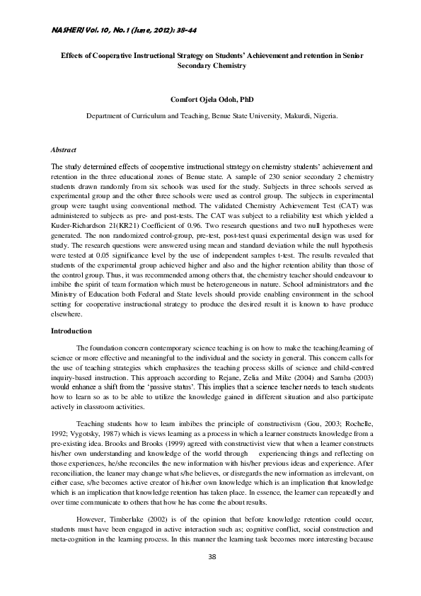 (PDF) Effects of Cooperative Instructional Strategy on Students ...