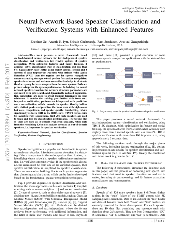 (PDF) Neural network based speaker classification and verification ...