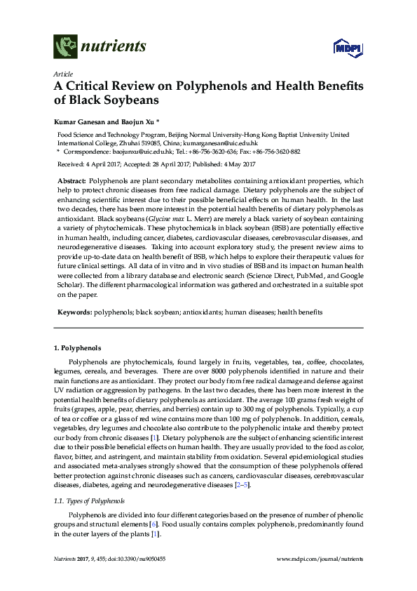 (PDF) A Critical Review on Polyphenols and Health Benefits of Black ...