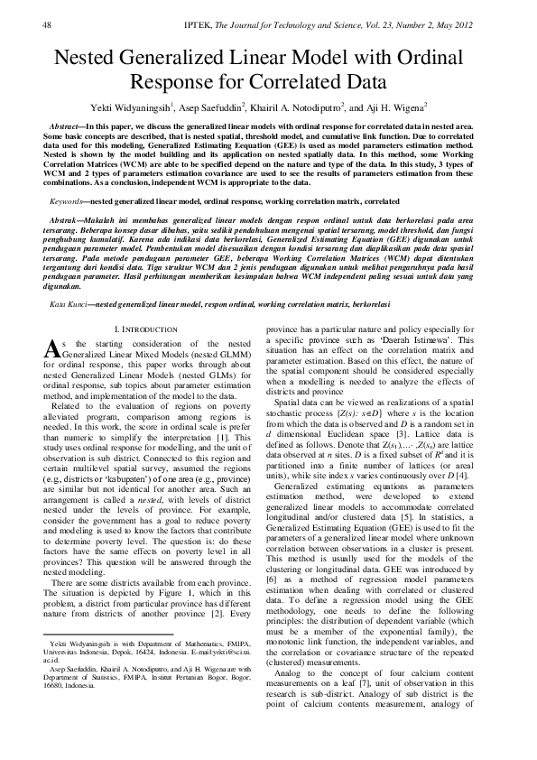 (PDF) Nested Generalized Linear Model with Ordinal Response for ...