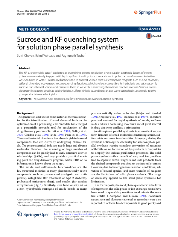 (PDF) Sucrose and KF quenching system for solution phase parallel synthesis
