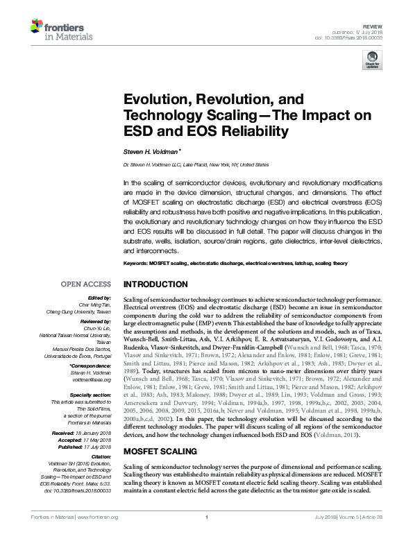 (PDF) Evolution, Revolution, and Technology Scaling—The Impact on ESD ...