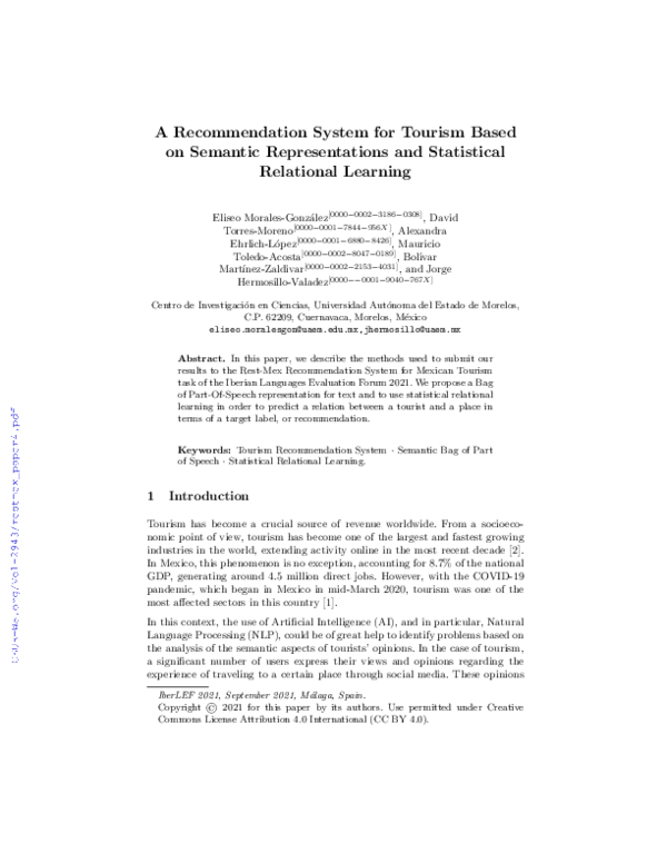 (PDF) A Recommendation System for Tourism Based on Semantic ...