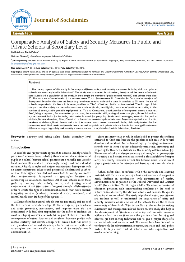(PDF) Comparative Analysis of Safety and Security Measures in Public ...