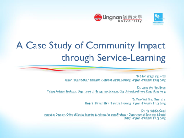 (PDF) A case study of community impact through service-learning