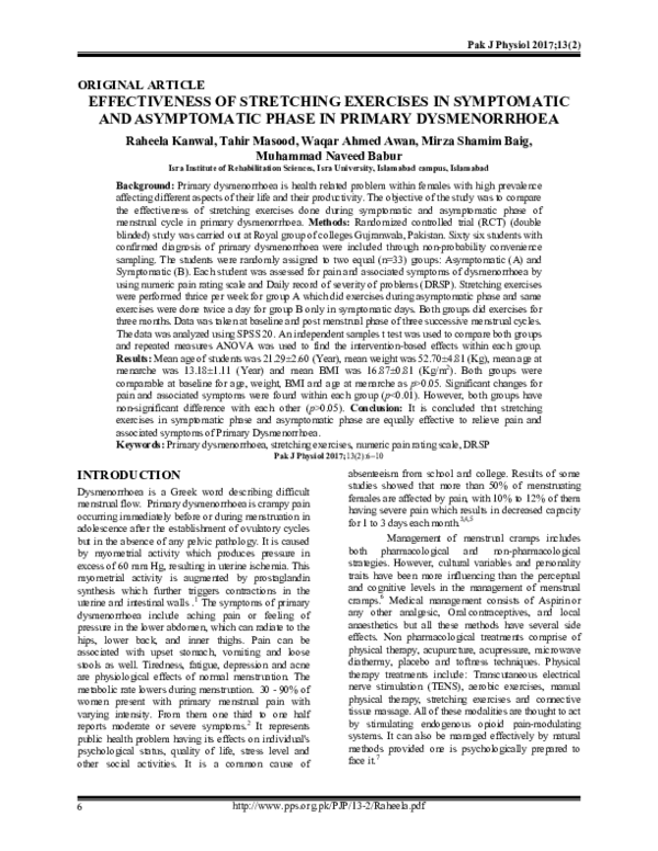 (PDF) Effectiveness of Stretching Exercises in Symptomatic and ...