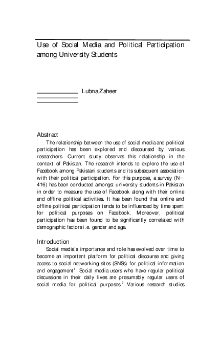 (PDF) Use of Social Media and Political Participation among University ...