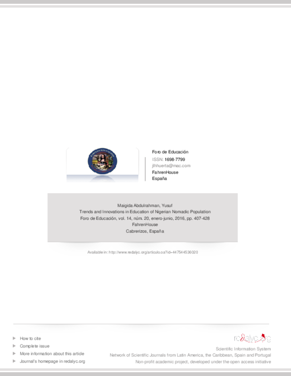  PDF Trends And Innovations In Education Of Nigerian Nomadic Population Tendencias E 