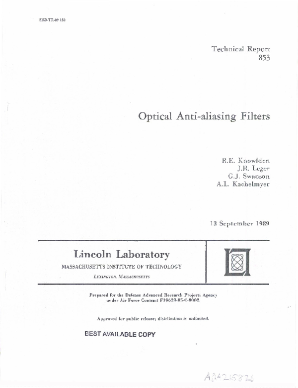 (PDF) Optical Anti-Aliasing Filters