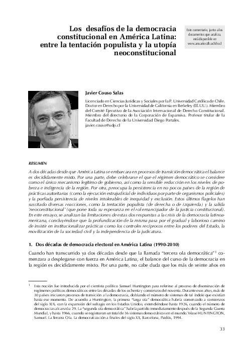 (PDF) Los desafíos de la democracia constitucional en América Latina ...
