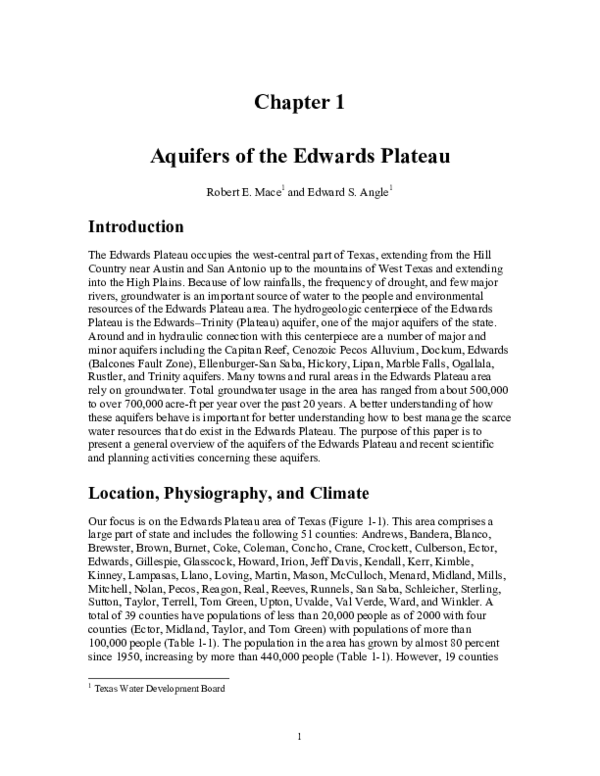 (PDF) Aquifers of the Edwards Plateau