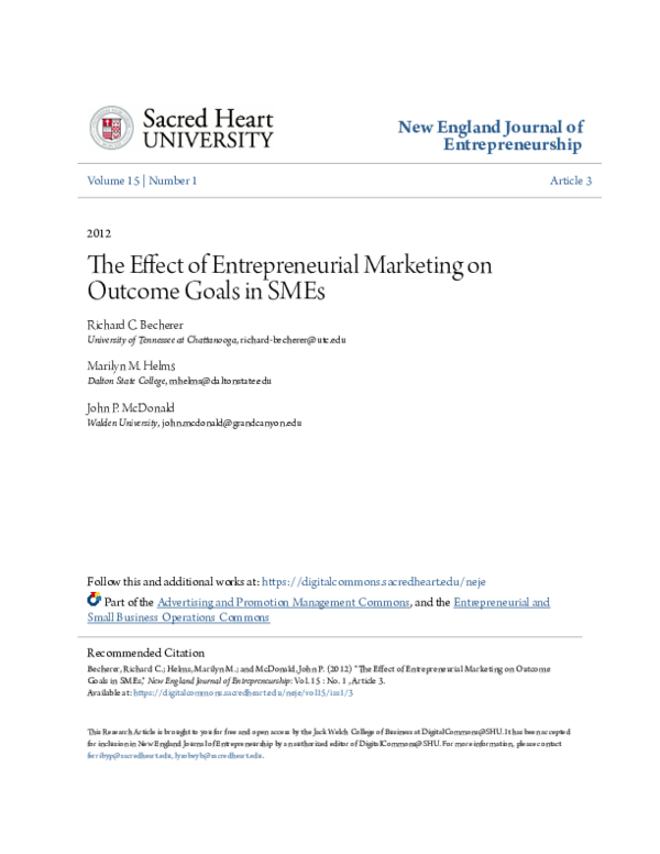 (PDF) The effect of entrepreneurial marketing on outcome goals in SMEs
