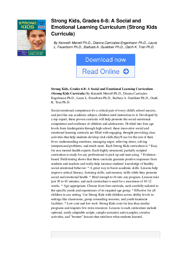 (PDF) Strong Kids--Grades 6-8: A Social and Emotional Learning Curriculum