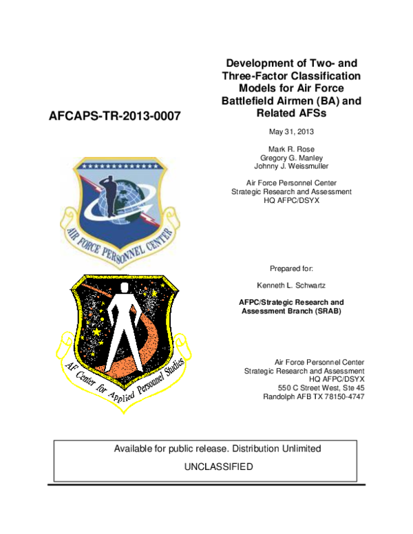 (PDF) Development of Two- and Three-Factor Classification Models for ...