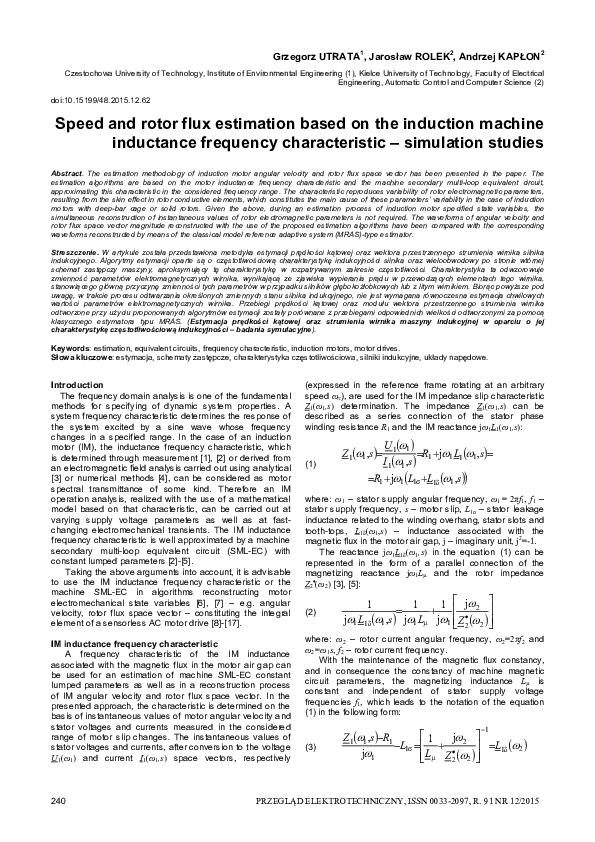 (PDF) Speed and rotor flux estimation based on the induction machine ...