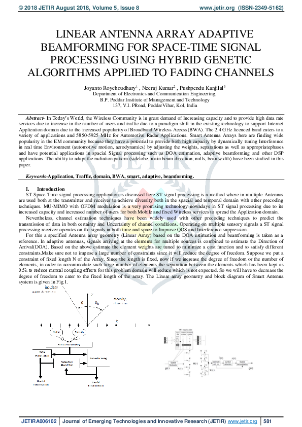 (PDF) Linear Antenna Array Adaptive Beamforming for Space-Time Signal ...